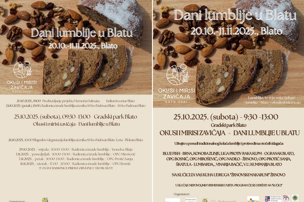 Dani lumblije u Blatu - Okusi mirisi zavičaja Blato, 20. listopada - 11.studenog 2025.